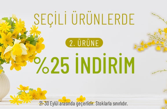 <a href="/ikinci-urun-25-indirimli">Sepette 2. Ürüne %25 İndirim!</a>