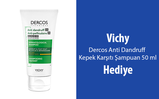  Vichy Dercos Anti Dandruff Kepek Karşıtı Şampuan 50 ml Hediye! 