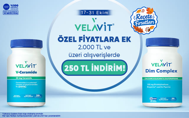 <strong><a href="https://www.recete.com/velavit" title="2.000 TL ve üzeri Velavit Alışverişinize 250 TL İndirim!">2.000 TL ve üzeri Velavit Alışverişinize 250 TL İndirim!</a></strong>