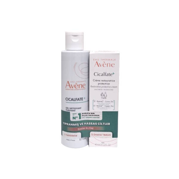 Avene Cicalfate+ Hassas Ciltler İçin Onarıcı Bakım Kremi 40ml + Temizleme Jeli 200ml Kofre - 1