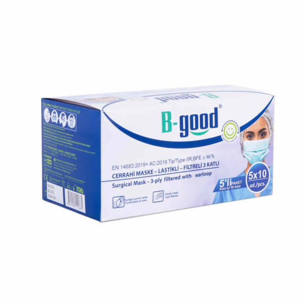 B-Good Lastikli 3 Katlı Cerrahi Maske 50 Adet - 1