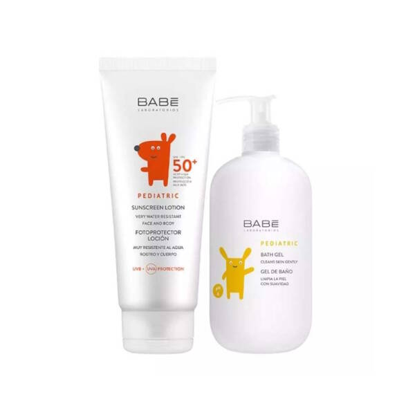 Babe Pediatric Bebek ve Çocuklar İçin Güneş Losyonu SPF50+ 100ml + Pediatric Duş Jeli 100ml Set - 1