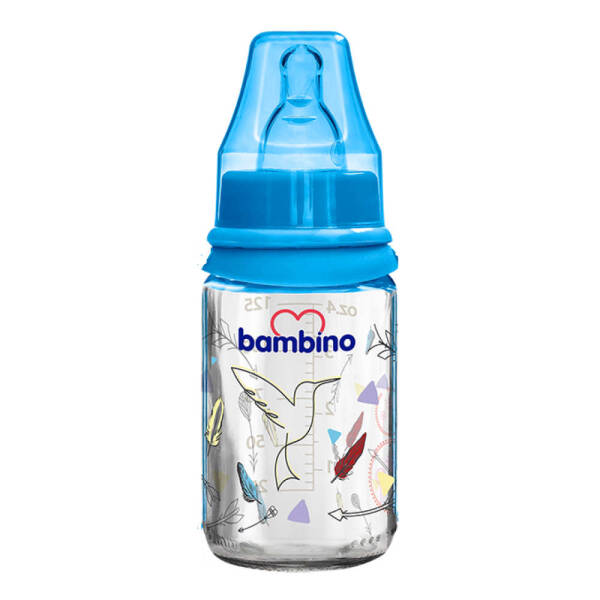 Bambino Cam Biberon 125ml 0+ Ay - Mavi - Kuş Desenli - 1