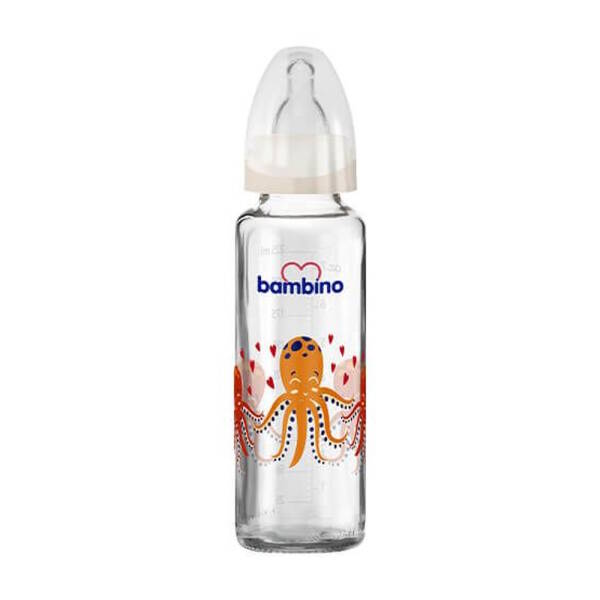 Bambino Cam Biberon 225ml 0+ Ay - Krem -Sarı Ahtapot - 1