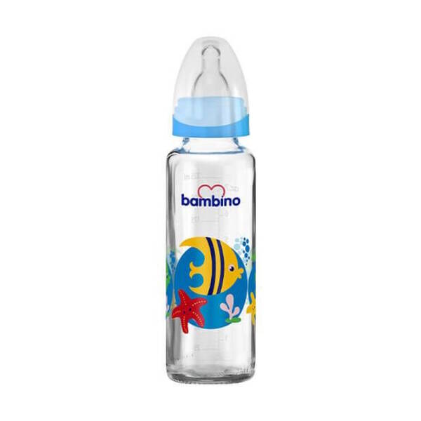 Bambino Cam Biberon 225ml 0+ Ay - Mavi - Kuş Desenli - 1