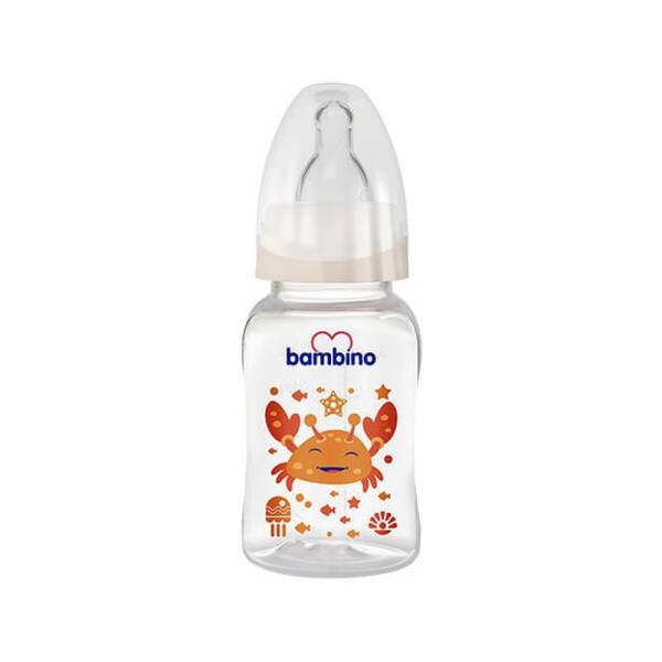 Bambino Oval Kavramalı PP Biberon 150ml 0+ Ay - Krem Yengeç - 1