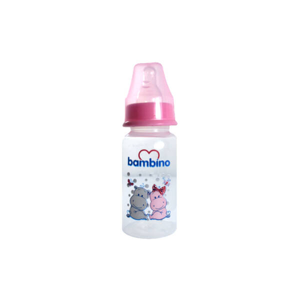 Bambino Standart PP Biberon 150ml 0+ Ay - Pembe - Hipopotam - 1