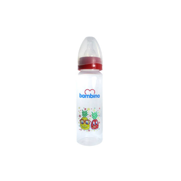 Bambino Standart PP Biberon 250ml 0+ Ay - Kırmızı Ananas Desenli - 1