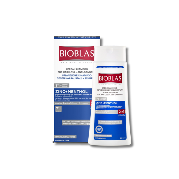 Bioblas Saç Dökülmesi ve Kepeğe Karşı Bitkisel Şampuan 360ml Çinko ve Mentol - 1