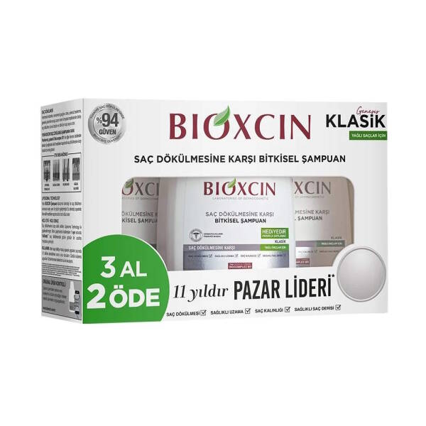 Bioxcin Klasik Yağlı Saçlar İçin Şampuan 3x300ml - 1