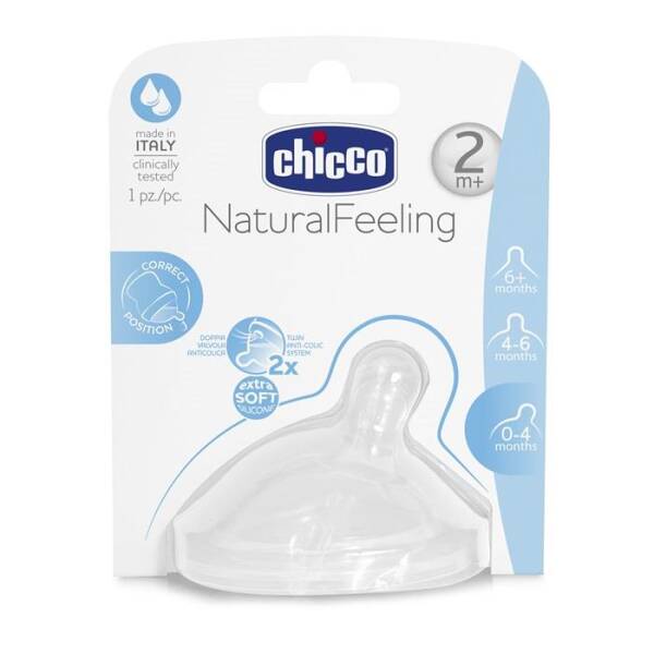 Chicco Biberon Emziği Tekli Natural Feeling 2 Ay+ - 1