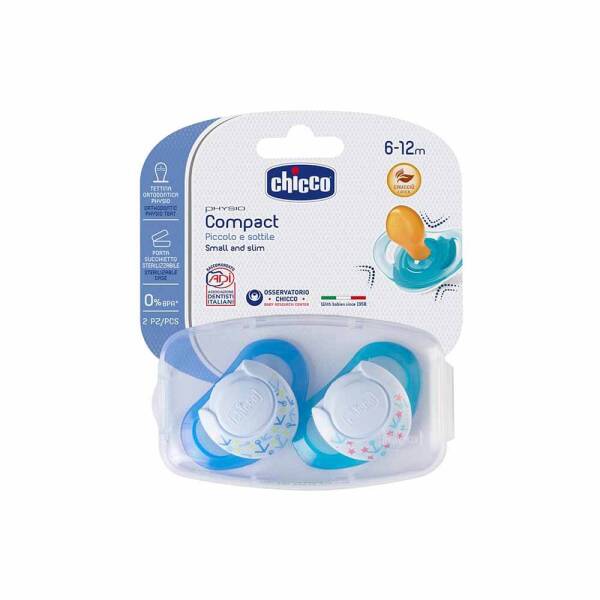 Chicco Emzik Physio Compact Erkek 2'li Kauçuk 6-12 Ay - 1