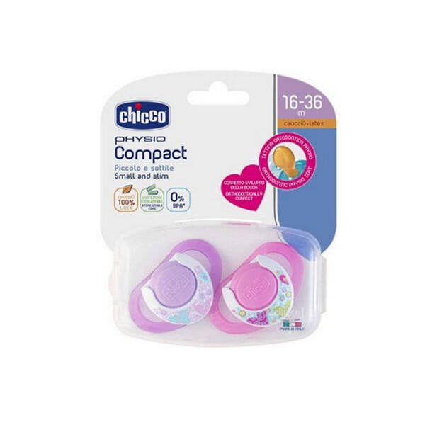 Chicco Emzik Physio Compact Kız 2'li Kauçuk 12 Ay+ - 1