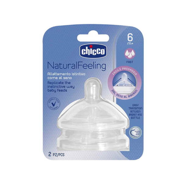 Chicco Natural Feeling Silikon Biberon Emziği 2'li 6 Ay+ - 1