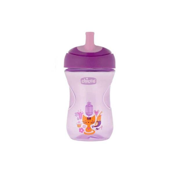 Chicco Pipetli Eğitim Bardağı 12 Ay+ Mor Kedili 266ml - 1