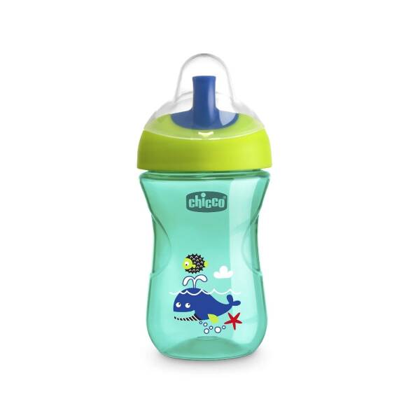 Chicco Pipetli Eğitim Bardağı 12 Ay+ Yeşil Yunuslu 266ml - 1