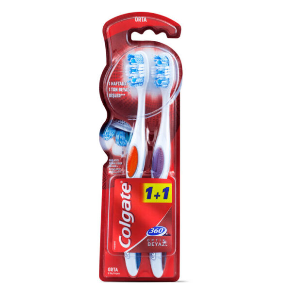 Colgate 360 Optic White 1+1 Diş Fırçası Orta - 1