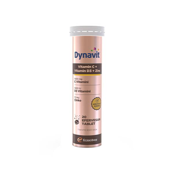 Dynavit Vitamin C + Vitamin D3 + Zinc 20 Efervesan Tablet - 1