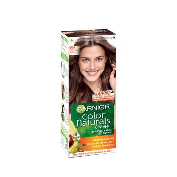 Garnier Color Naturals Besleyici Kalıcı Saç Boyası 6N Doğal Koyu Kumral - 1