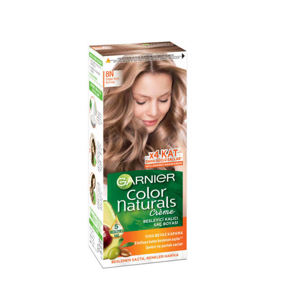 Garnier Color Naturals Besleyici Kalıcı Saç Boyası 8N Doğal Açık Kumral - 1