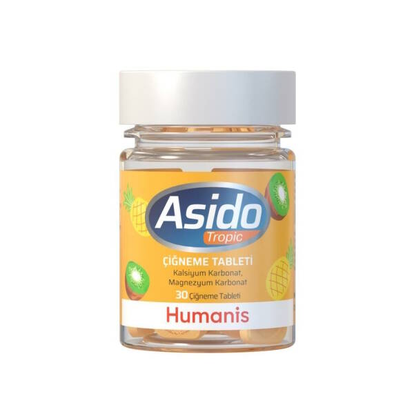 Humanis Asido Tropic Kalsiyum Karbonat Magnesyum Karbonat 30 Çiğneme Tableti - 1