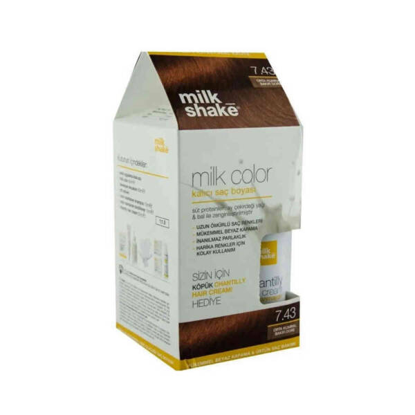 Milk Shake 7.43 Orta Kumral Bakır Dore + Hair Cream 50ml Set - 1