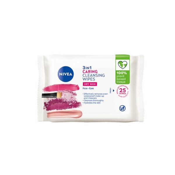 Nivea 3 In 1 Caring Cleansing Wipes 25pcs - 1