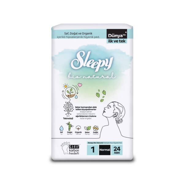 Sleepy Bio Natural Premium Plus Hijyenik Ped 1 Normal 24 Adet - 1