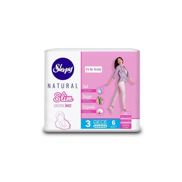 Sleepy Natural Slim Ekstra İnce Ped 3 Gece 6 Adet - 1