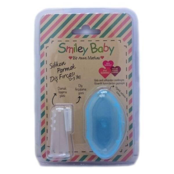 Smiley Baby Parmak Diş Fırçası Mavi - 1