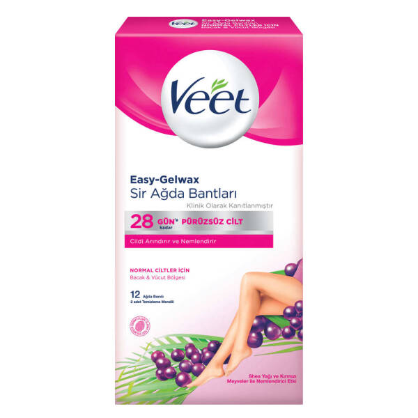 Veet Easy Gelwax Normal Ciltere Özel Bacak ve Vücut Bölgesi Sir Ağda Bandı 12 Adet - 1