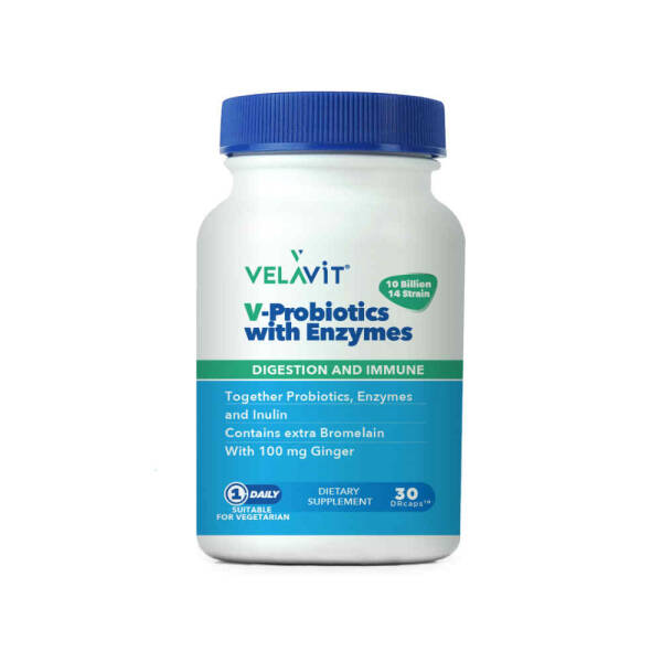 Velavit V-Probiotics With Enzymes 30 Kapsül - 1