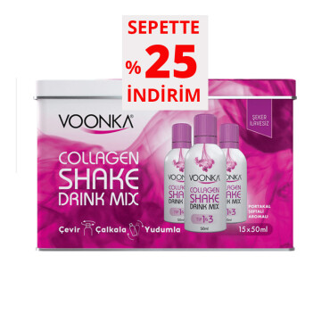 Voonka Collagen Beauty Shake Drink Mix Portakal Şeftali Aromalı Koajen 15x50ml - 1