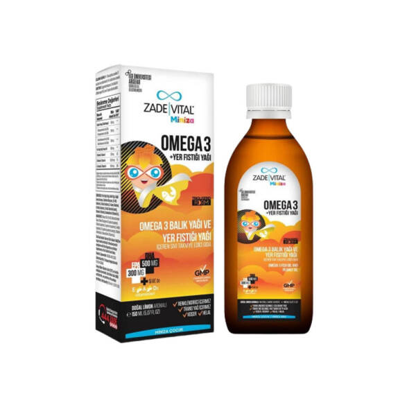 Zade Vital Miniza Omega 3 ve Yer Fıstığı Yağı Limon Aromalı 150ml - 1